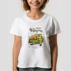 Aperturee - Rustic Green Farm Truck Thanksgiving Family T-Shirt