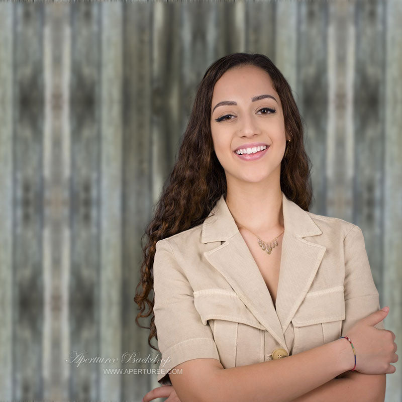 Aperturee - Rustic Green Plank Art Portraits Photography Backdrop