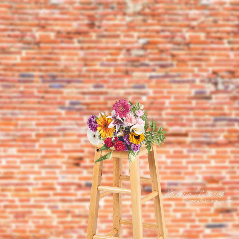 Aperturee - Rustic Soft Red Brick Wall Photo Backdrop For Studio