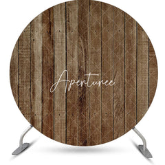 Aperturee - Rustic Vintage Wood Wall Round Baby Shower Backdrop