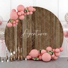 Aperturee - Rustic Vintage Wood Wall Round Baby Shower Backdrop