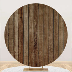 Aperturee - Rustic Vintage Wood Wall Round Baby Shower Backdrop