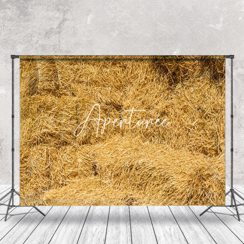 Aperturee - Rustic Yellow Hay Autumn Backdrop For Photo Booth