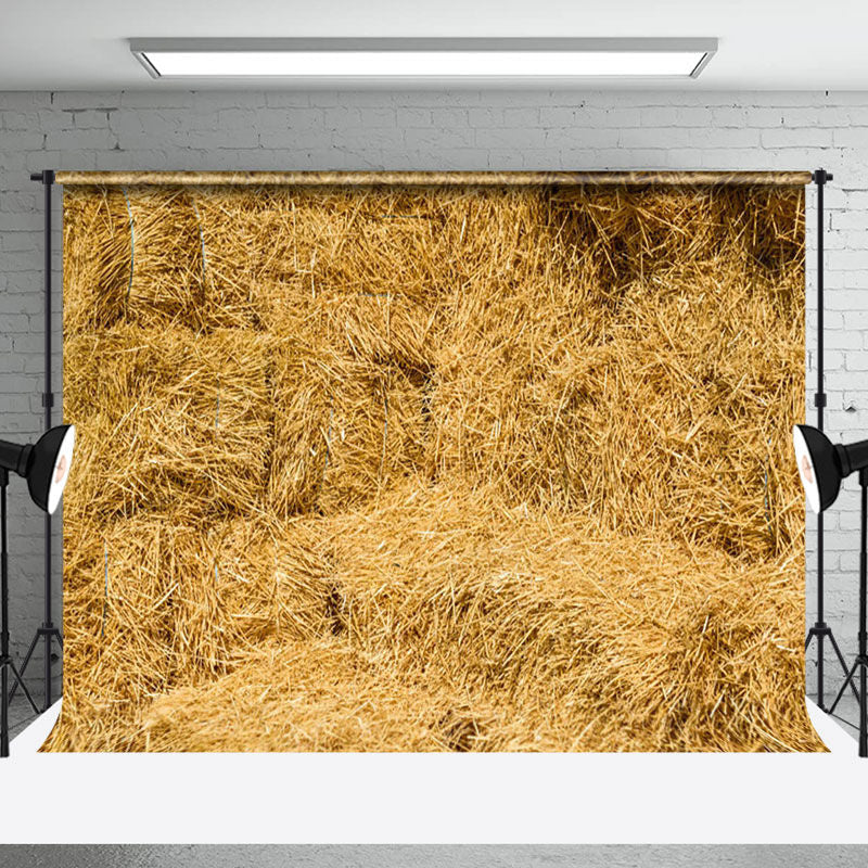 Aperturee - Rustic Yellow Hay Autumn Backdrop For Photo Booth