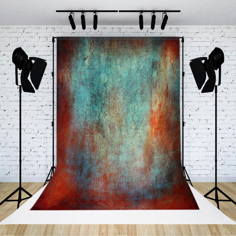 Aperturee - Rusty Mottled Red Blue Abstract Textured Backdrop