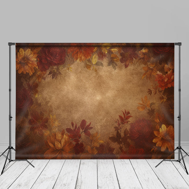 Aperturee - Rusty Red Floral Fine Art Photo Backdrop For Photo