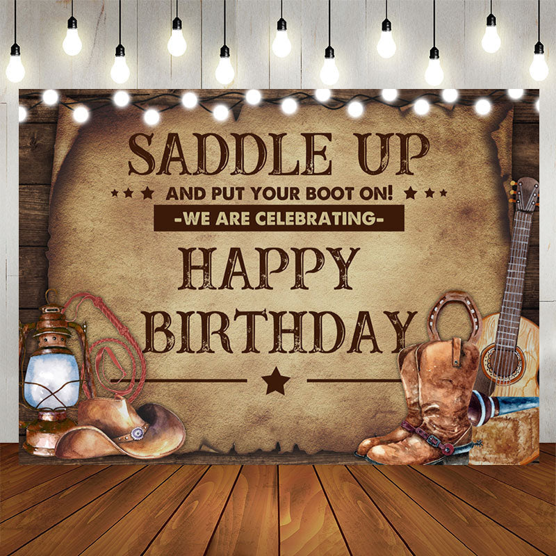 Aperturee - Saddle Up And Put Your Boot On Happy Birthday Backdrop