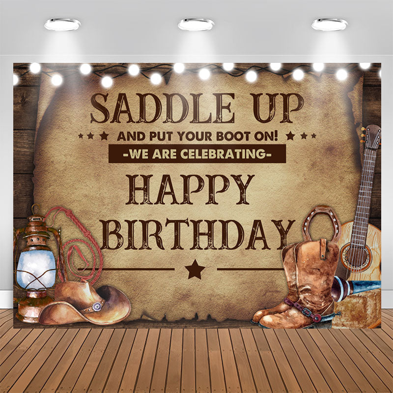 Aperturee - Saddle Up And Put Your Boot On Happy Birthday Backdrop