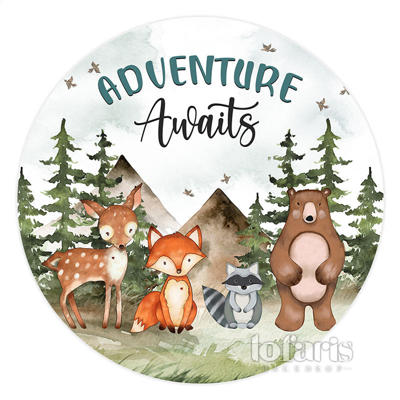 Aperturee Safari Adventure Awaits Circle Baby Shower Backdrop