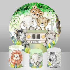 Aperturee Safari Animals Circle Baby Shower Backdrop For Party