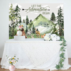 Aperturee - Safari Animals Mountain Forest Baby Shower Backdrop