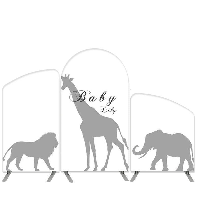 Aperturee Safari Animals Theme White Baby Shower Arch Backdrop Kit