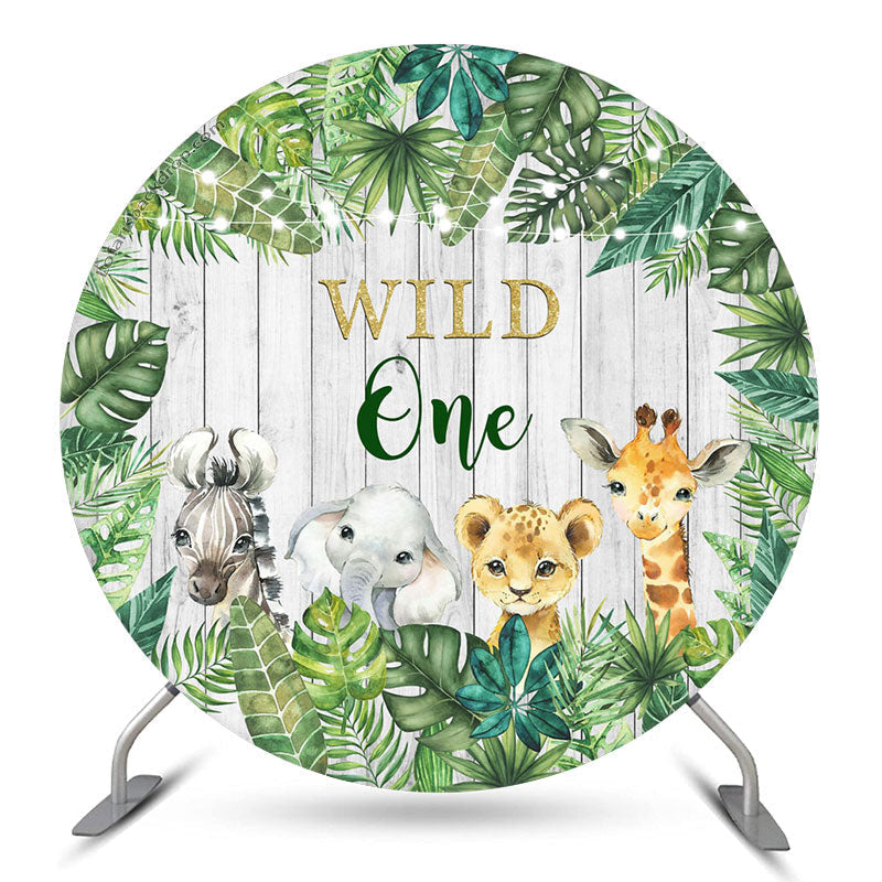 Aperturee Safari Animals Wild One 1st Birthday Round Backdrop