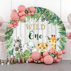 Aperturee Safari Animals Wild One 1st Birthday Round Backdrop