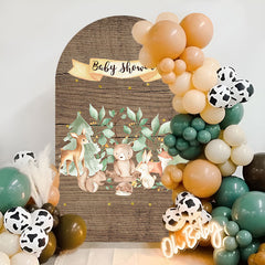 Aperturee - Safari Animals Wooden Baby Shower Party Arch Backdrop