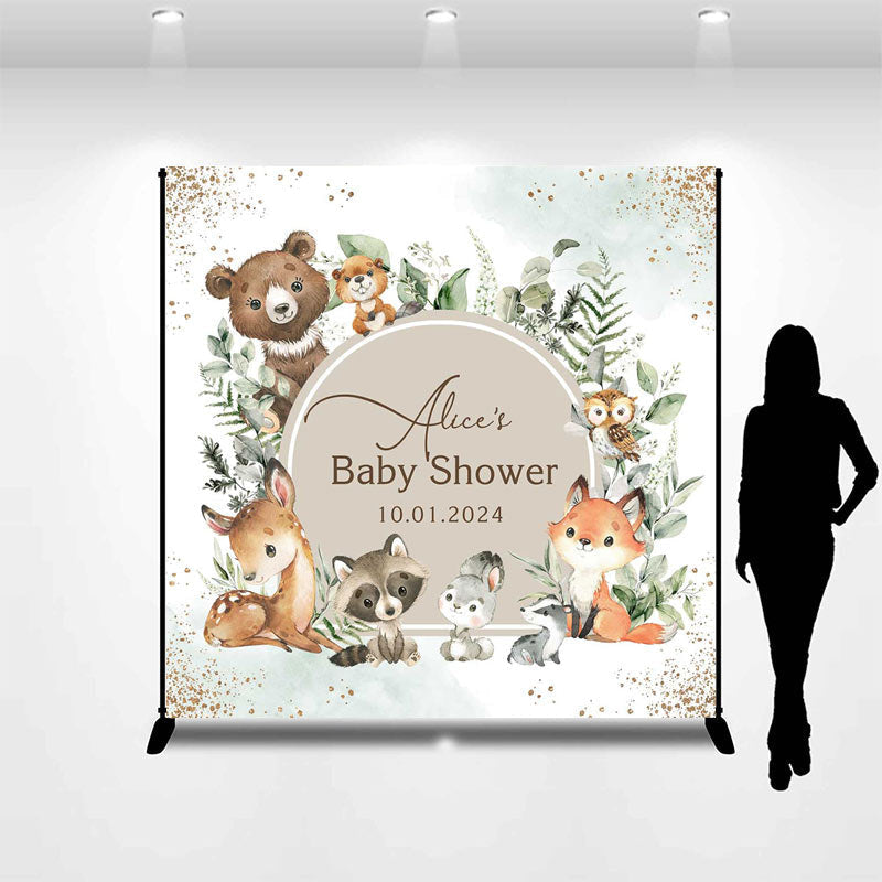 Aperturee - Safari Cute Animals Boho Custom Baby Shower Backdrop