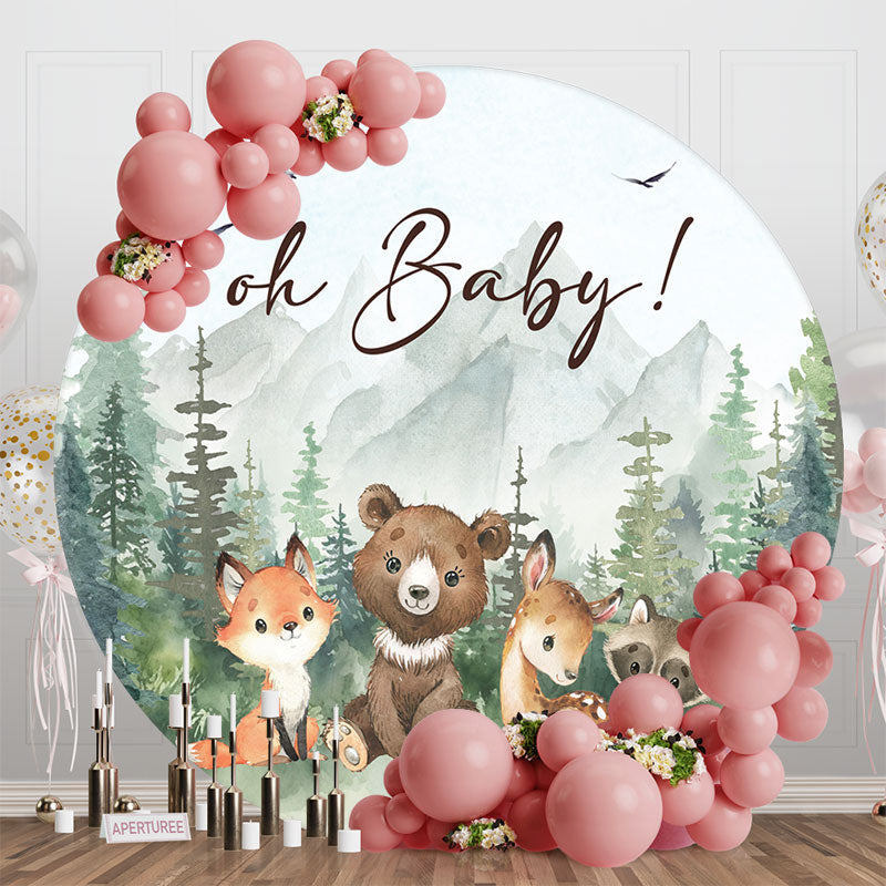 Aperturee - Safari Forest Animals Round Baby Shower Backdrop