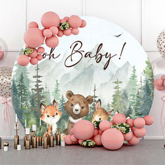 Aperturee - Safari Forest Animals Round Baby Shower Backdrop