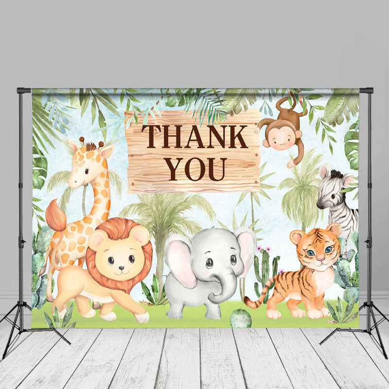 Aperturee - Safari Forest Animals Thank You Mothers Day Backdrop