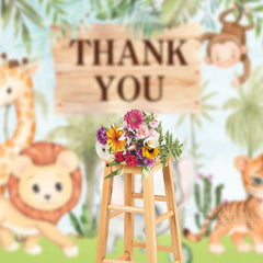 Aperturee - Safari Forest Animals Thank You Mothers Day Backdrop