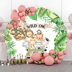 Aperturee - Safari Forest Wild One Round 1st Birthday Backdrop