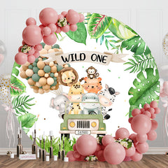 Aperturee - Safari Forest Wild One Round 1st Birthday Backdrop