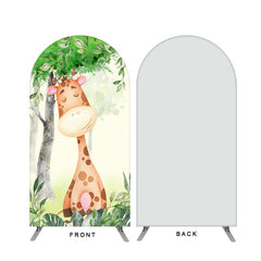 Aperturee - Safari Giraffe Theme Green Tree Double Sided Arch Backdrop