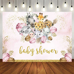 Aperturee - Safari Glitter Pink And Golden Baby Shower Backrop