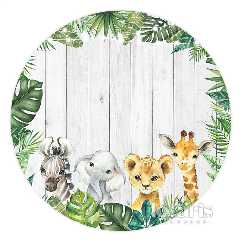 Aperturee Safari Green Jungle Wooden Circle Backdrop For Kid