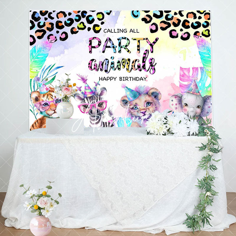 Aperturee - Safari Party Animals Leopard Print Birthday Backdrop