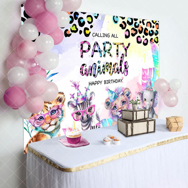 Aperturee - Safari Party Animals Leopard Print Birthday Backdrop