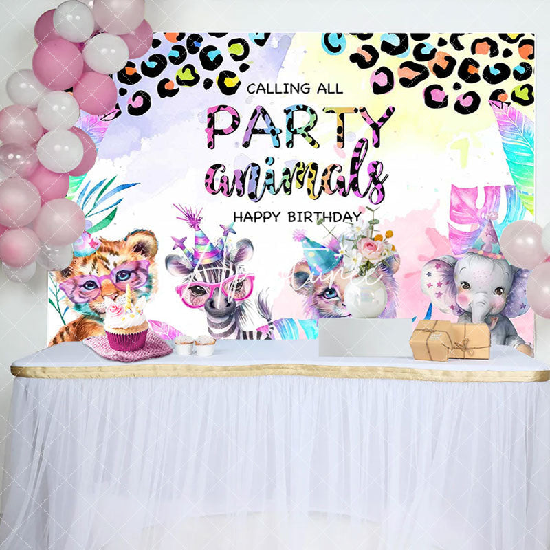 Aperturee - Safari Party Animals Leopard Print Birthday Backdrop