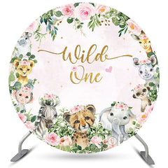 Aperturee Safari Pink Theme Wild One Circle Birthday Backdrop