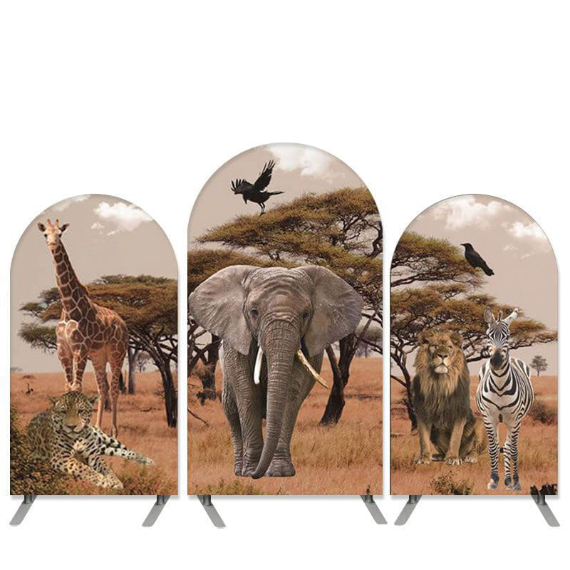 Aperturee Safari Theme Jungle Animals Birthday Arch Backdrop Kit