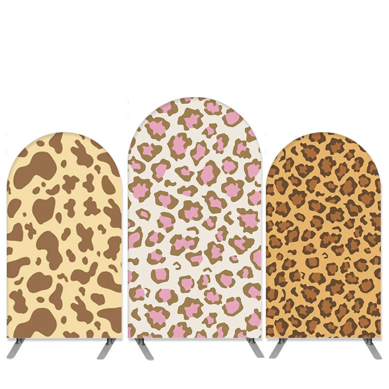 Aperturee Safari Theme Leopard Pattern Happy Birthday Arch Backdrop Kit