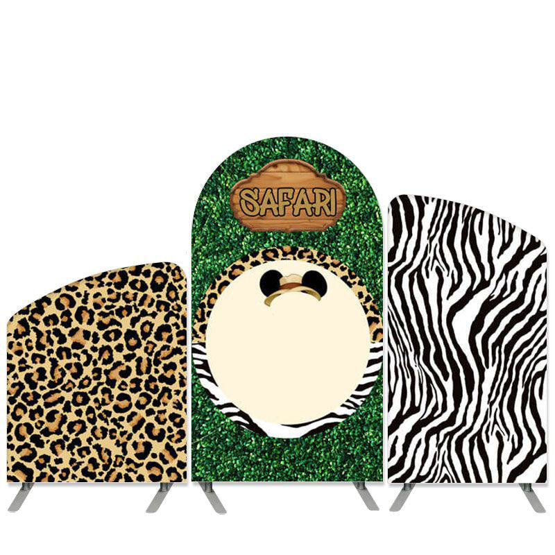 Aperturee Safari Wild Theme Animals Pattern Arch Backdrop Kit Banner