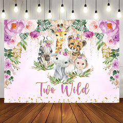 Aperturee - Safaris Purple Glitter Themed Two Wild Birthday Backdrop