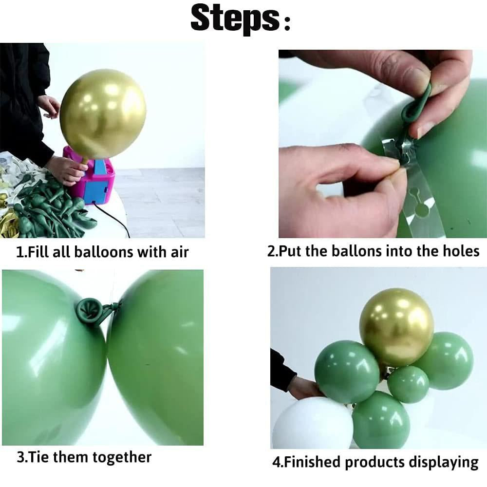 Aperturee Sage Green 137 Pack Diy Balloon Arch Kit | Party Decorations - Gold | White