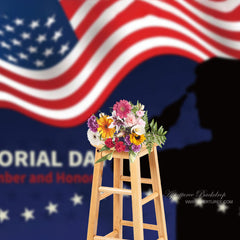 Aperturee - Salute Soldier USA Flag Happy Memorial Day Backdrop