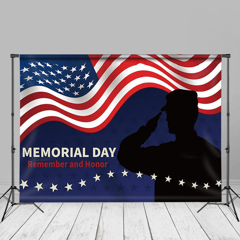 Aperturee - Salute Soldier USA Flag Happy Memorial Day Backdrop