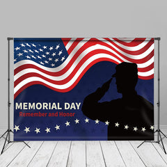 Aperturee - Salute Soldier USA Flag Happy Memorial Day Backdrop