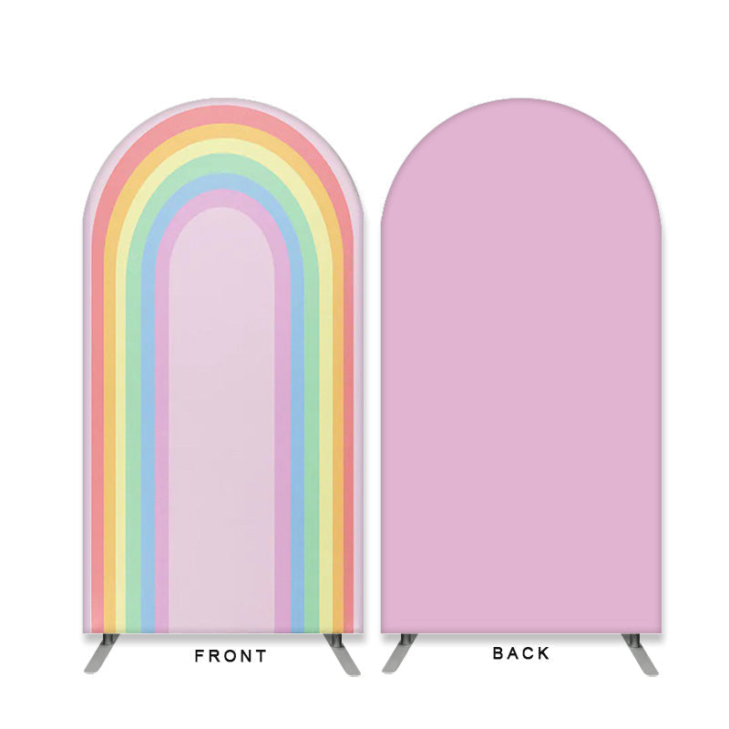 Aperturee - Sample Pink And Rainbow Double Sided Arch Backdrop for Party