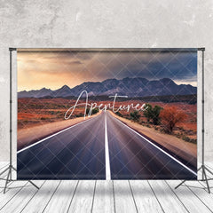 Aperturee - Sand Sunset Mountain Highway Photo Booth Backdrop