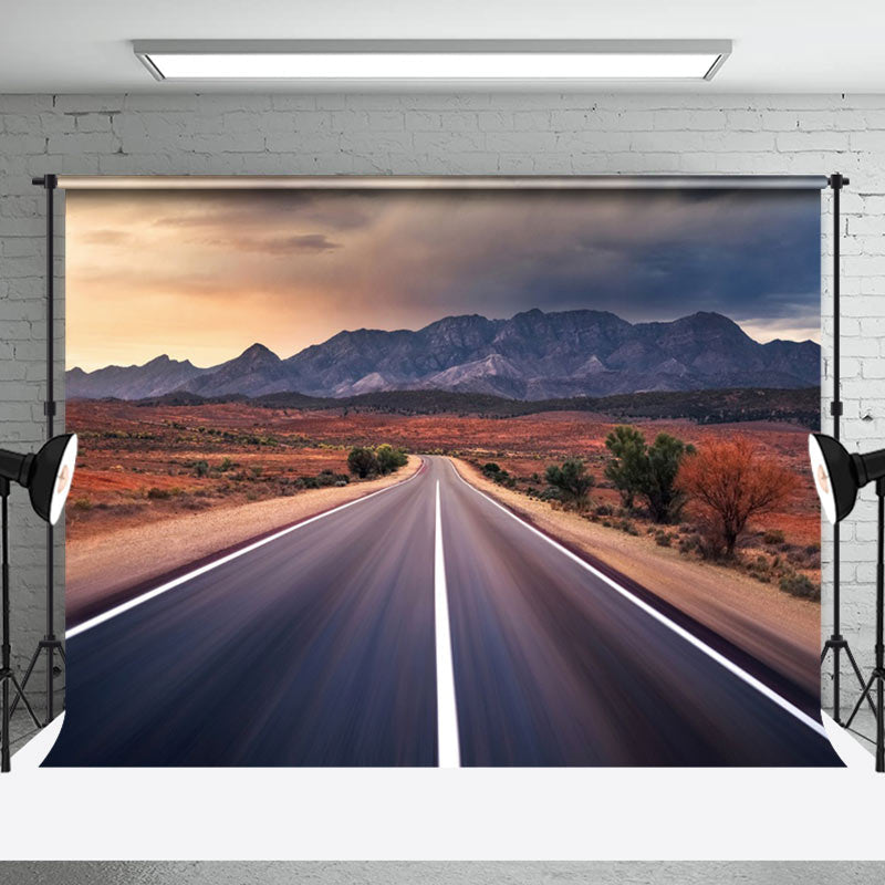 Aperturee - Sand Sunset Mountain Highway Photo Booth Backdrop