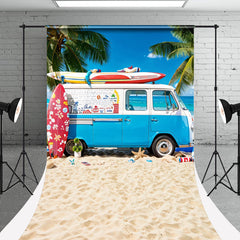 Aperturee - Sand Surfboard Bus Palm Trees Summer Sweep Backdrop