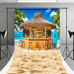 Aperturee - Sandy Beach Bar Palm Trees Summer Sweep Backdrop