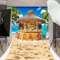 Aperturee - Sandy Beach Bar Palm Trees Summer Sweep Backdrop