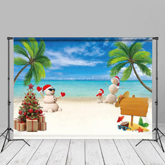 Aperturee - Sandy Coconut Blue Sky Christmas In July Backdrop