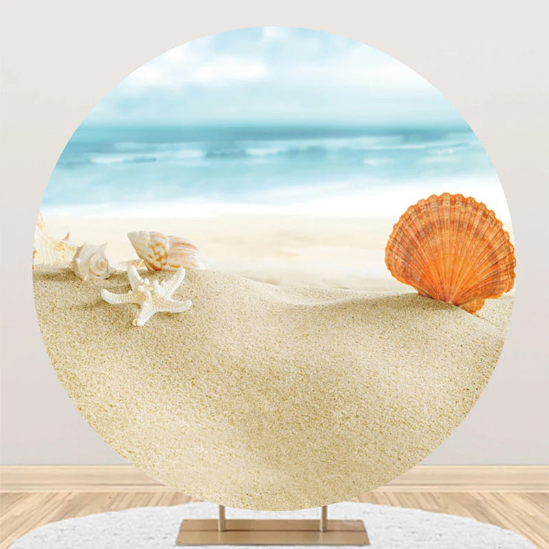 Aperturee - Sandy Shell Starfish Hawaii Beach Round Backdrop