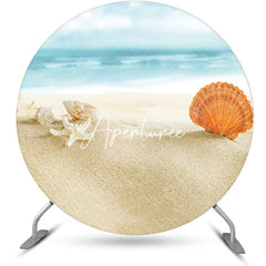 Aperturee - Sandy Shell Starfish Hawaii Beach Round Backdrop